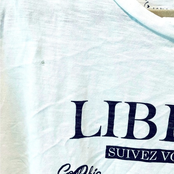 EMPATHIE Womens T-Shirt White 100% Cotton Made in Italy LIBERTE Medium - Picture 2 of 3